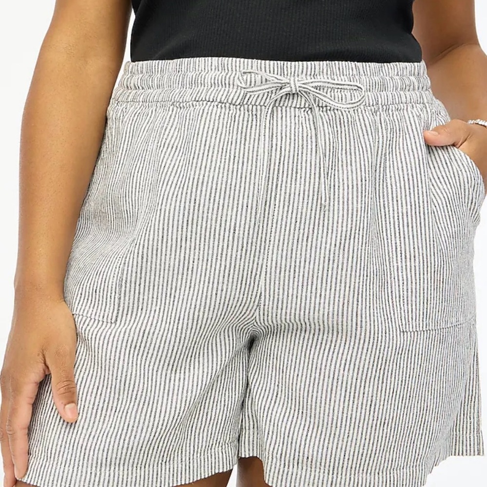 J. Crew Drawstring Linen Black and White Striped Shorts - Picture 12 of 12